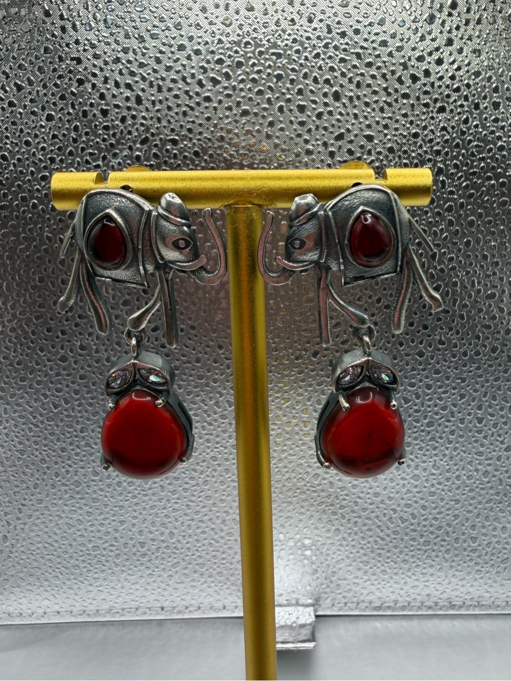 Oxidized Silver Toned Drop Earrings
